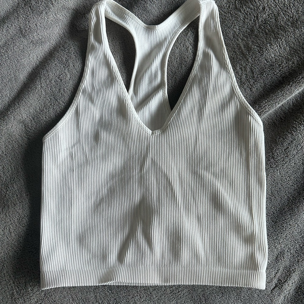 FP Movement by Free People White Ribbed V-Neck Racerback Bralette